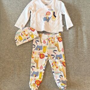 EXERSAUCERS BRIGHT BABY SET WITH HAT 6-9M